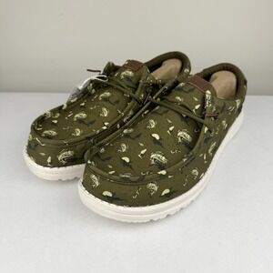 Hey Dude Wally Bass Burnt Olive Slip On Dark Olive Casual Shoe Men's Size 12 NEW